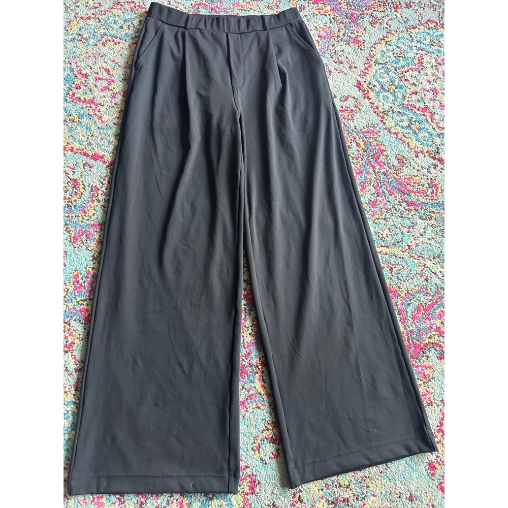 Halara‎ Black Wide Leg Pleated Dress Pants High Rise Trousers Large Regular